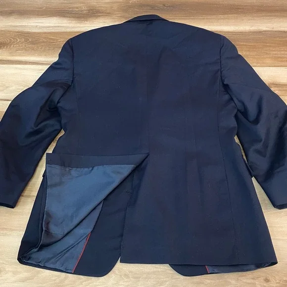 JOS A BANK Blazer Mens 40R Super 100s Merino Wool Navy Brass Buttons Vintage USA